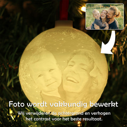 3D kerstbal met lichtgevende foto