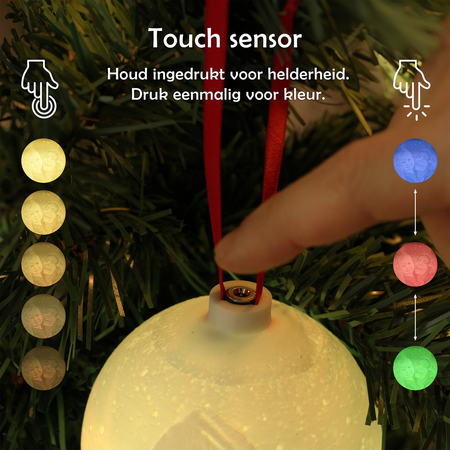 3D kerstbal met lichtgevende foto