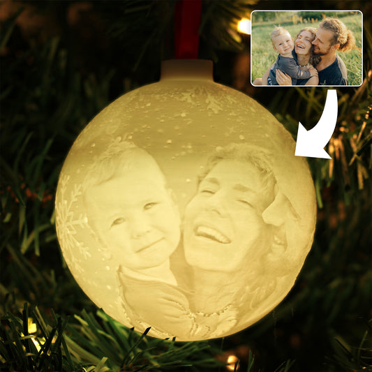 3D kerstbal met lichtgevende foto