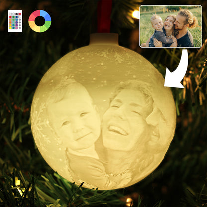 3D kerstbal met lichtgevende foto