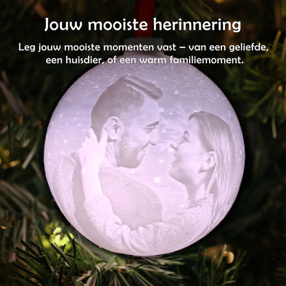 3D kerstbal met lichtgevende foto