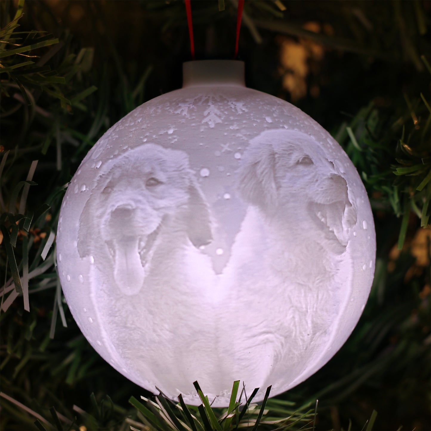 3D kerstbal met lichtgevende foto