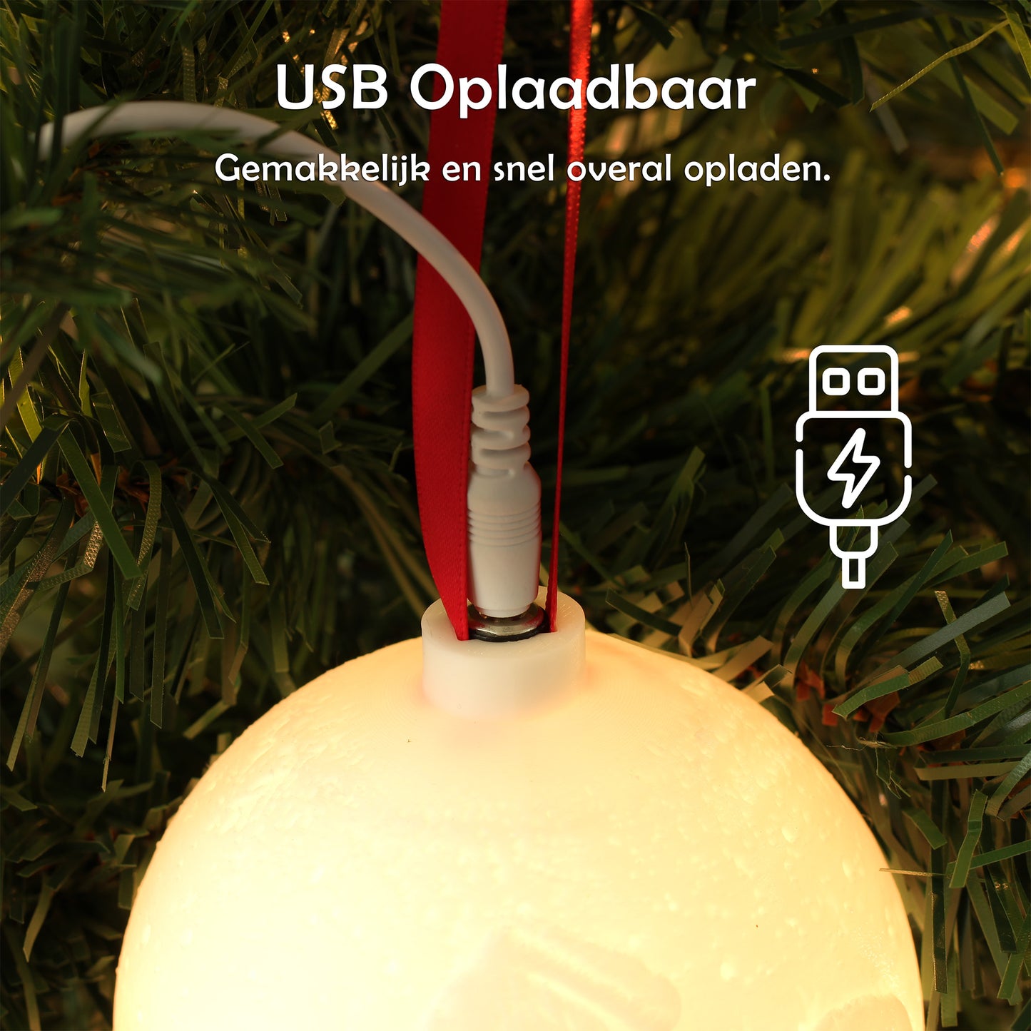 3D kerstbal met lichtgevende foto