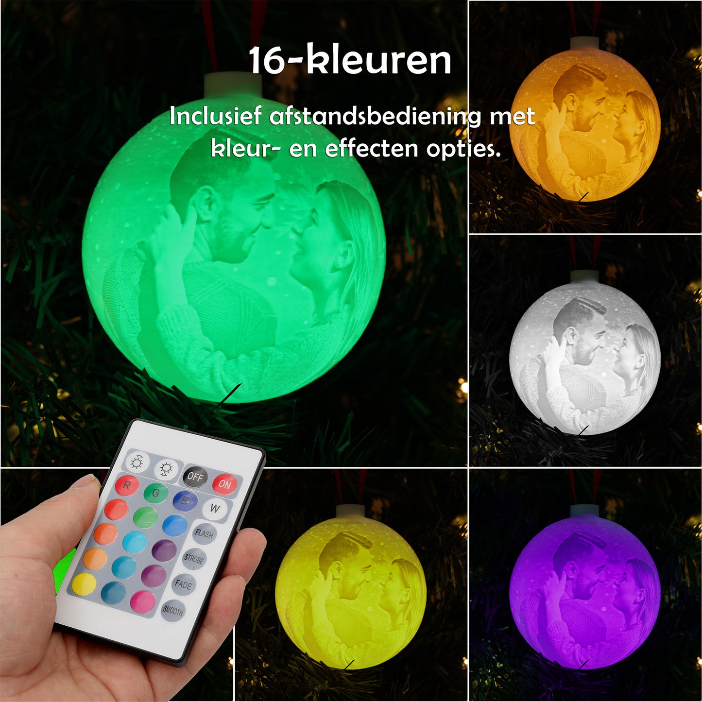 3D kerstbal met lichtgevende foto